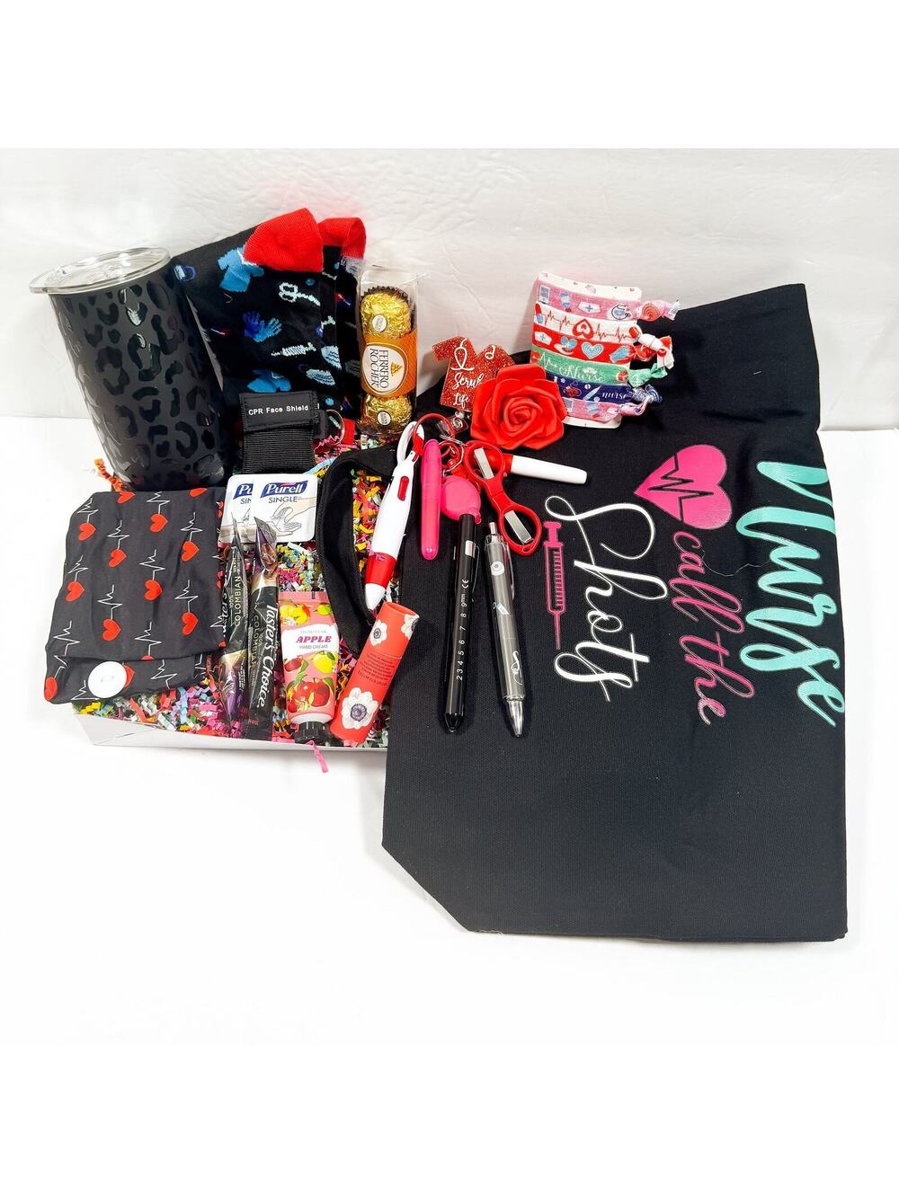 Nurse Gift Box with Socks, Headband, Pens, Scissors, Keyring